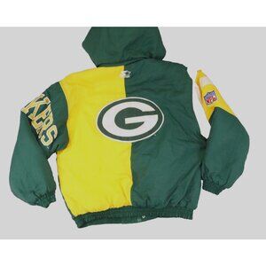 Vintage Starter Mens Sz L Pro Line NFL Green Bay Packers Quilted‎ Zip Up 90s G